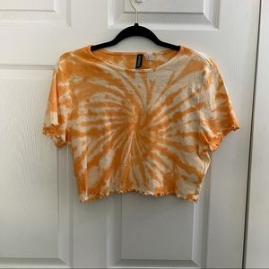 H&M XL Orange Tie Die Crop Top